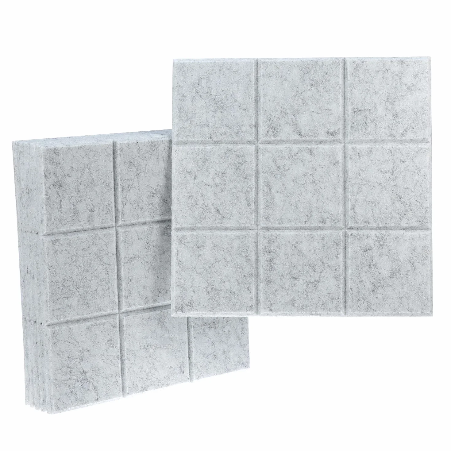 QWORK Lot de 6 Panneaux en Feutre Autocollants 30x30x0.9 cm avec 30 Punaises Tableau Mural
