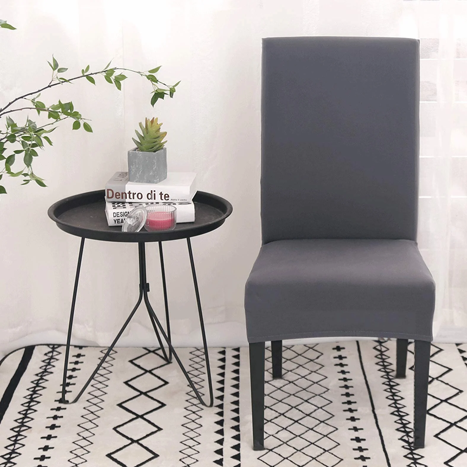 Housse de Chaise Extensible Lot de 4 ou 6, Protecteur Universel Amovible Lavable Moderne pour Salle à Manger Maison