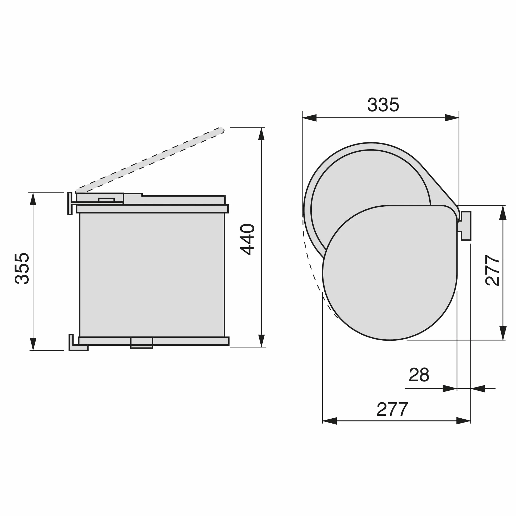 Emuca Poubelles de Porte de Meuble 13L avec Couvercle Automatique Plastique Blanc