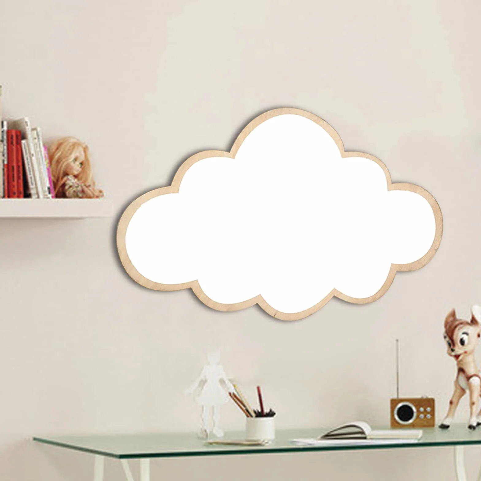 Miroir Décoratif Acrylique Nordique Autocollant Mural pour Chambre d'Enfant Incassable (Cloud)