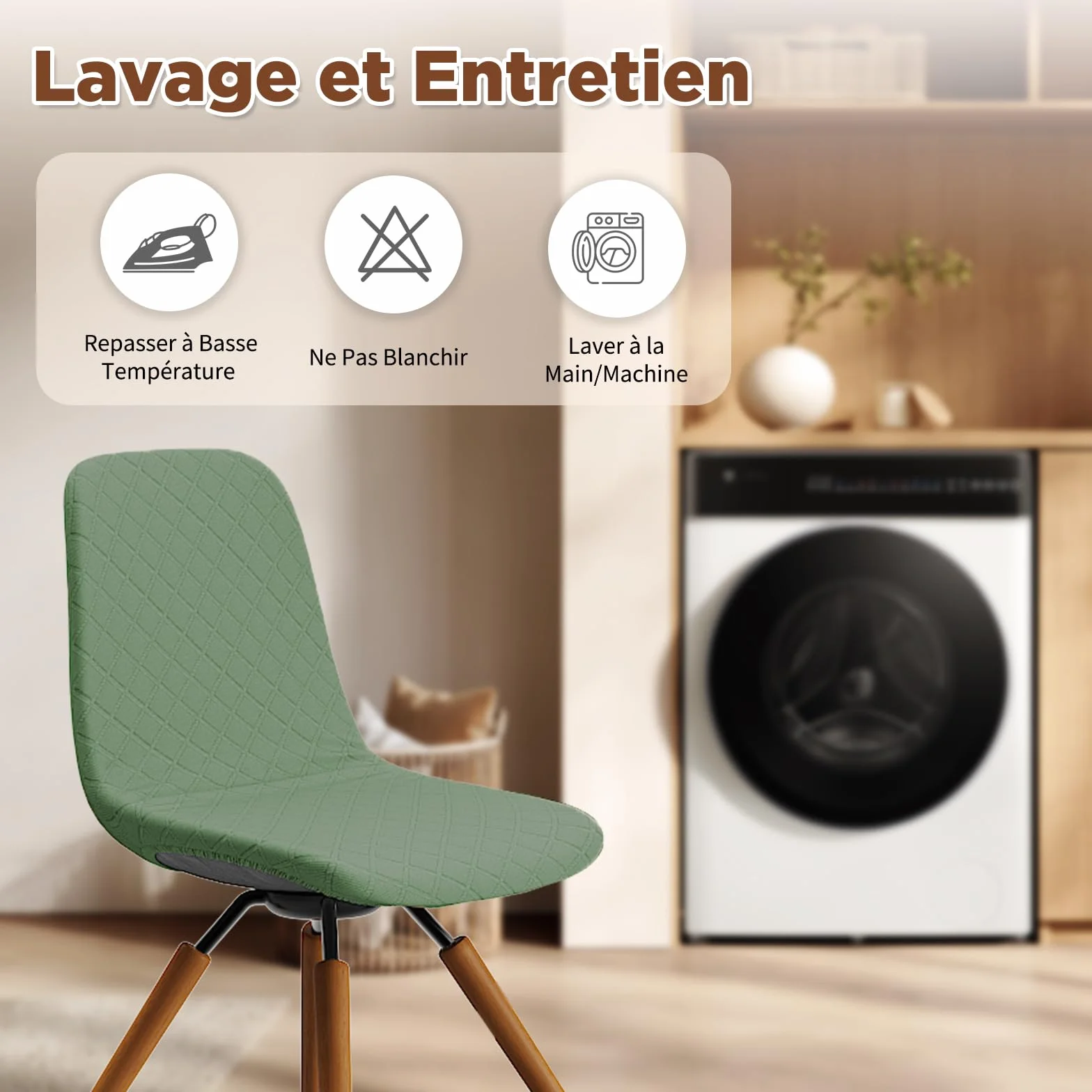 Dioxide Housse de Chaise de Salle à Manger Imperméable 4PCS, Chaise de Cuisine Extensible, Couvre Chaise Moderne Lavable, Décor de Cuisine Maison (Vert)