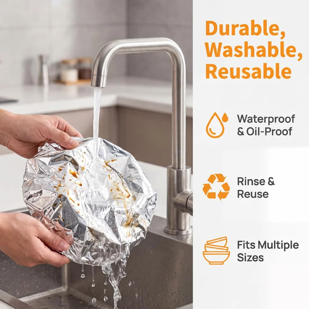 Couvre-Plats Réutilisables en Aluminium, Couvre-Bol Extensible et Isotherme, Résistant à la Chaleur (20PCS)