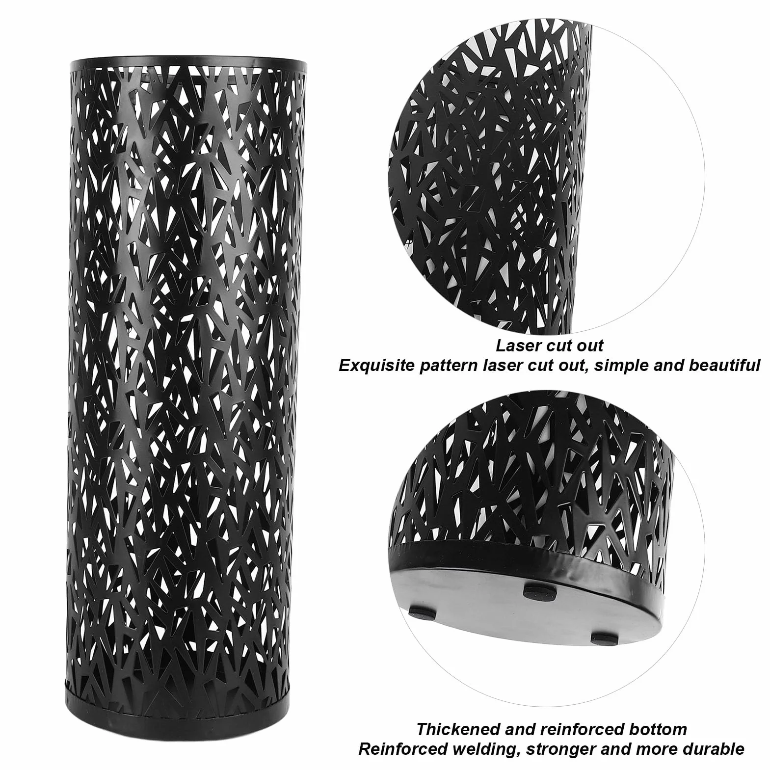 Sonew Porte-Parapluie Autoportant Métal Rond Noir 40 cm