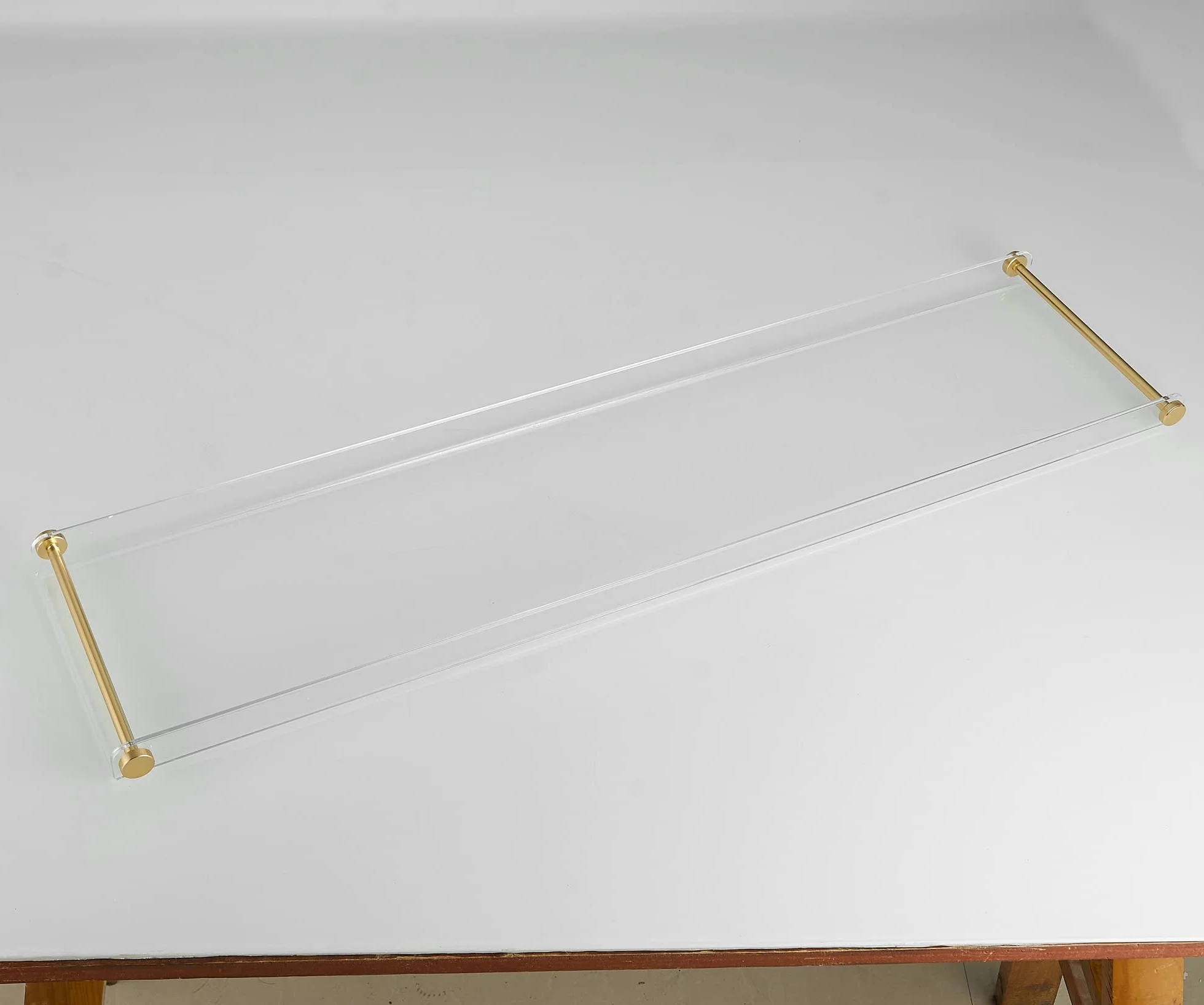 Pont de Baignoire 80cm Tablette Plateau Bain Acrylique, poignée dorée, Support Livre Téléphone