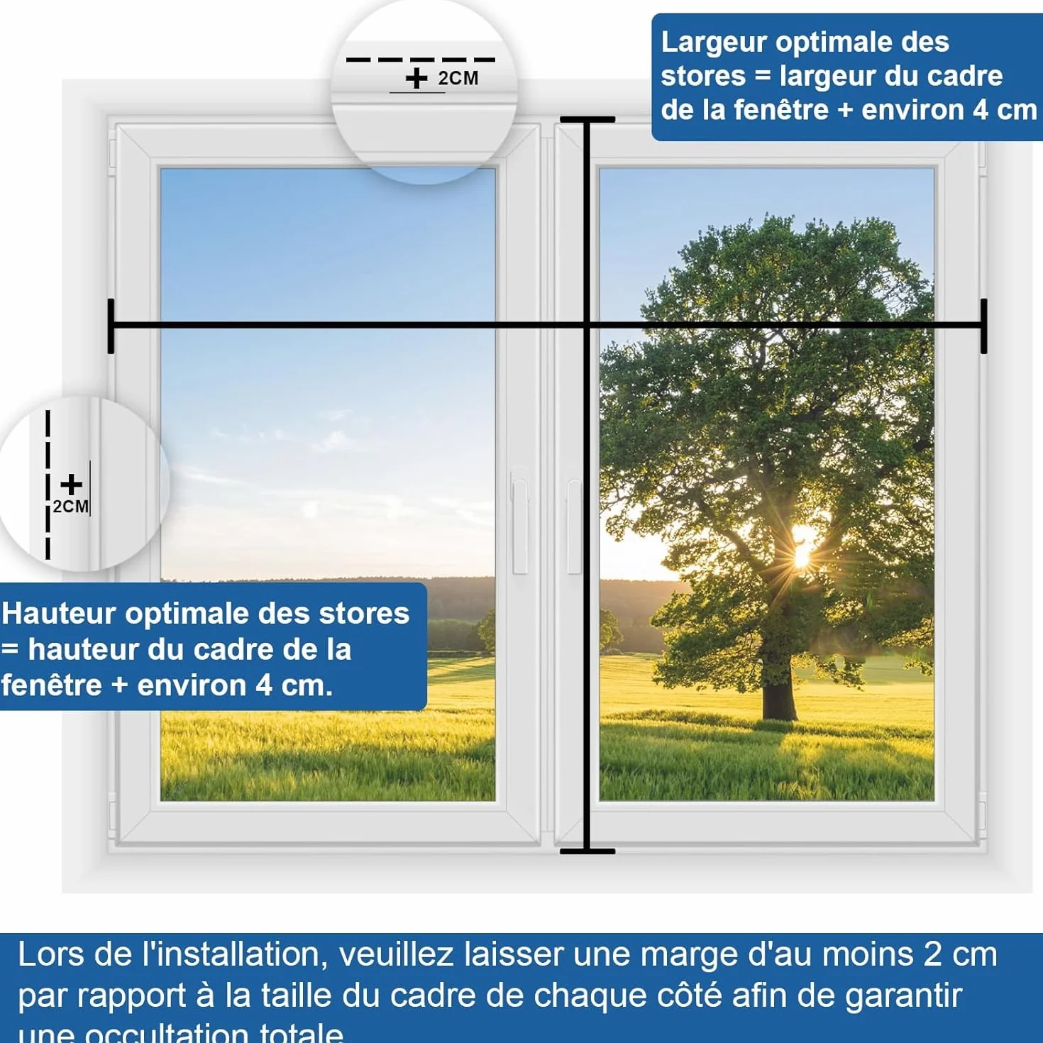 Store Occultant Fenêtre sans Perçage Tissu Isolation BKSAI 100x145CM Protection Solaire