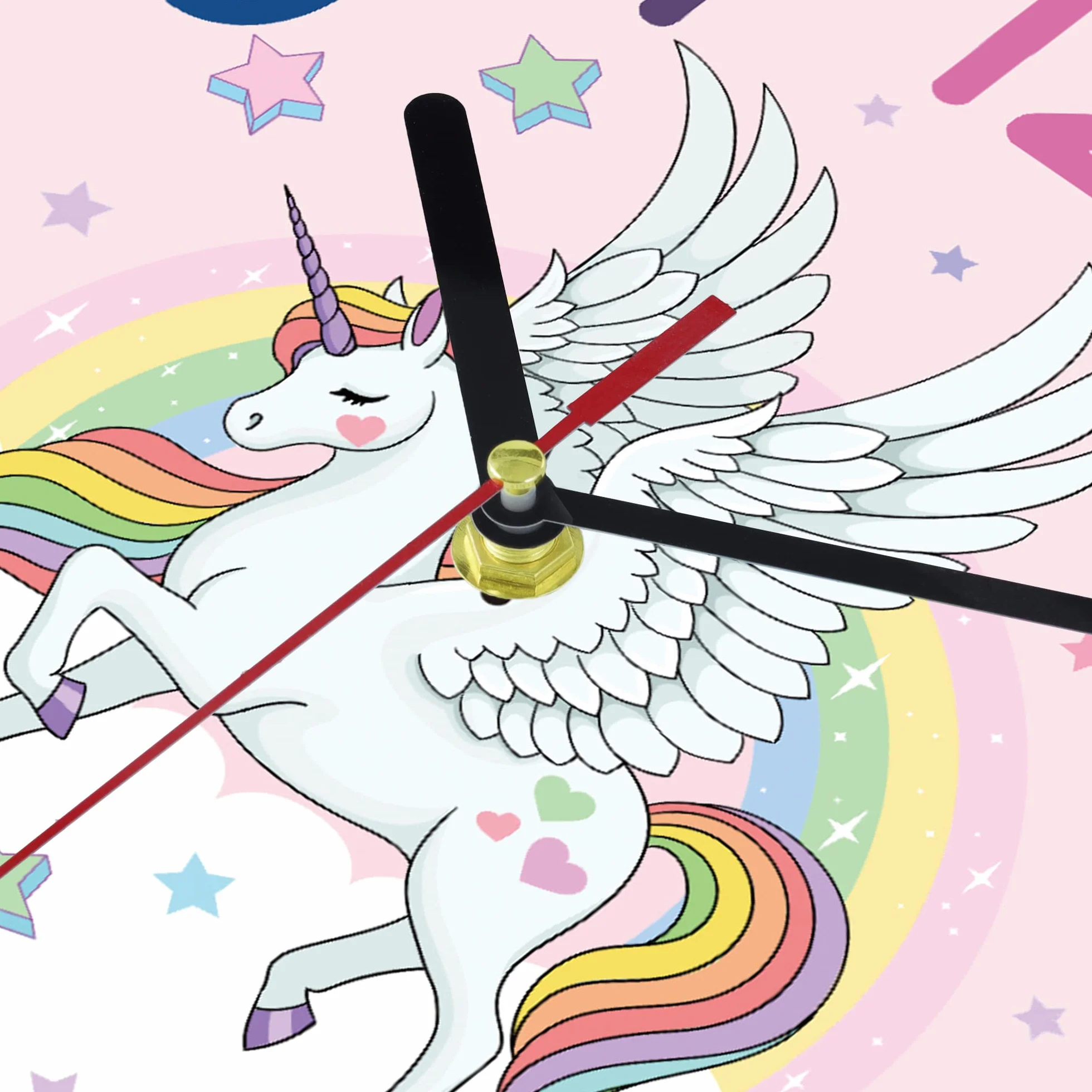 Lafocuse Horloge Murale Licorne Rose 30cm Silencieuse Facile à Lire pour Salon Chambre