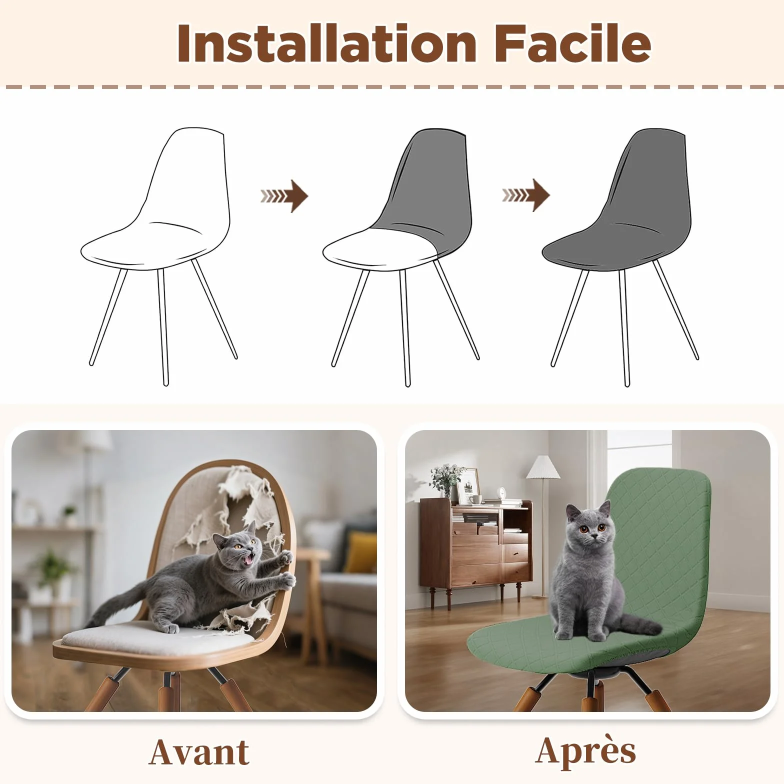 Dioxide Housse de Chaise de Salle à Manger Imperméable 4PCS, Chaise de Cuisine Extensible, Couvre Chaise Moderne Lavable, Décor de Cuisine Maison (Vert)