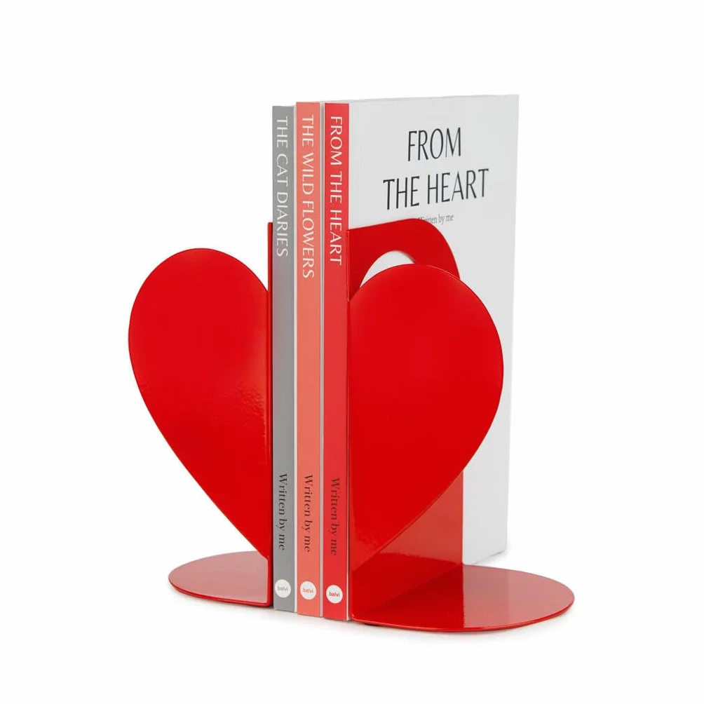 Balvi Serre-Livres Double en Forme de Cœur Métal Rouge Love