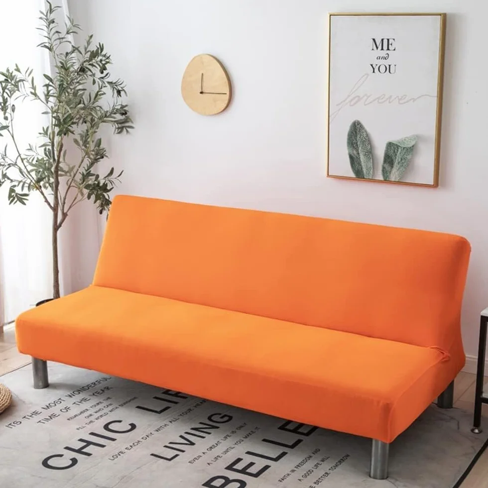 Housse de canapé extensible 2/3 Places, antidérapante, lavable, résistante aux taches, Orange 190-220cm