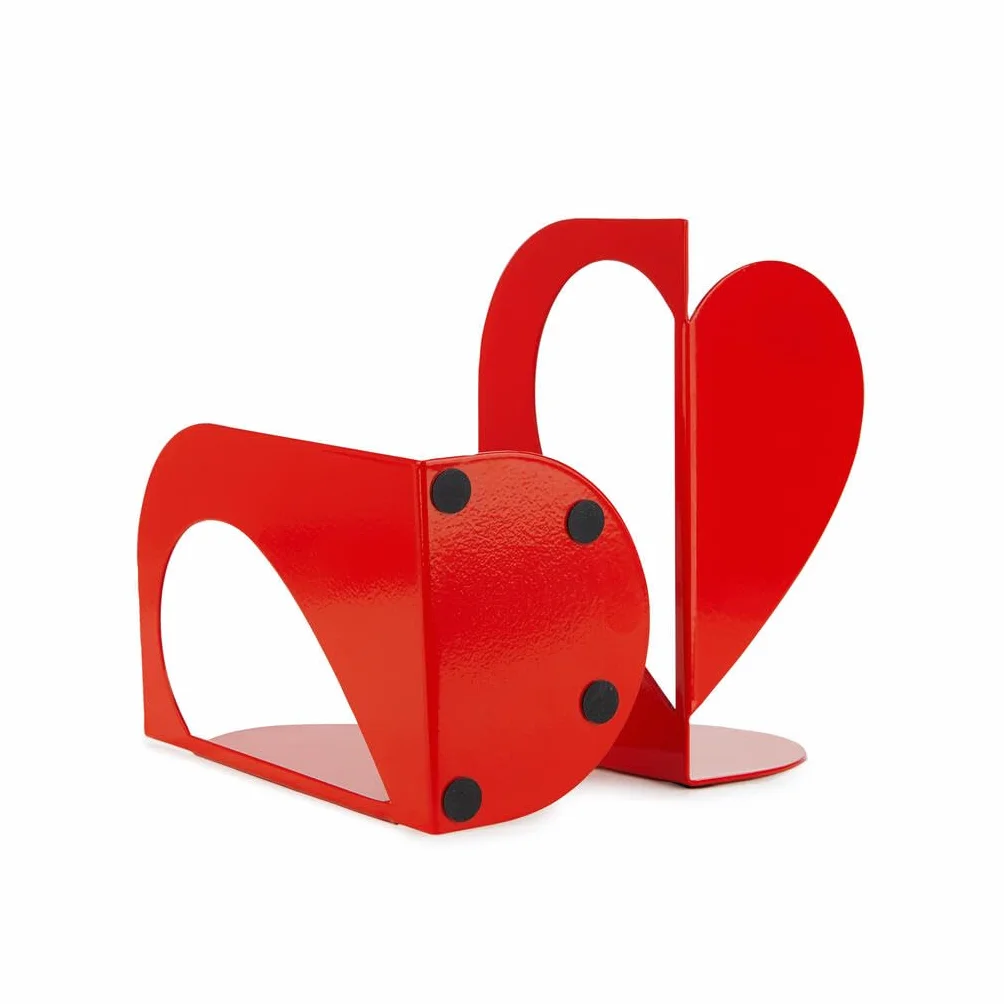Balvi Serre-Livres Double en Forme de Cœur Métal Rouge Love