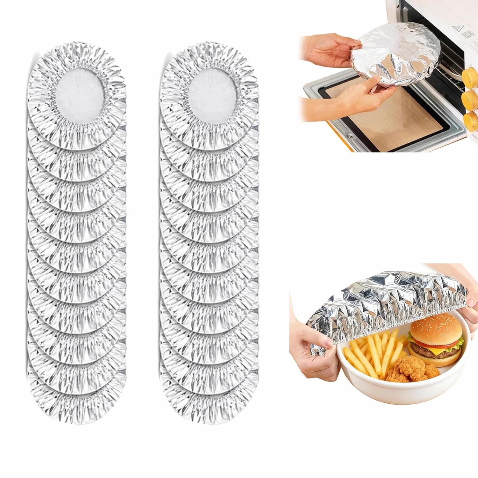Couvre-Plats Réutilisables en Aluminium, Couvre-Bol Extensible et Isotherme, Résistant à la Chaleur (20PCS)