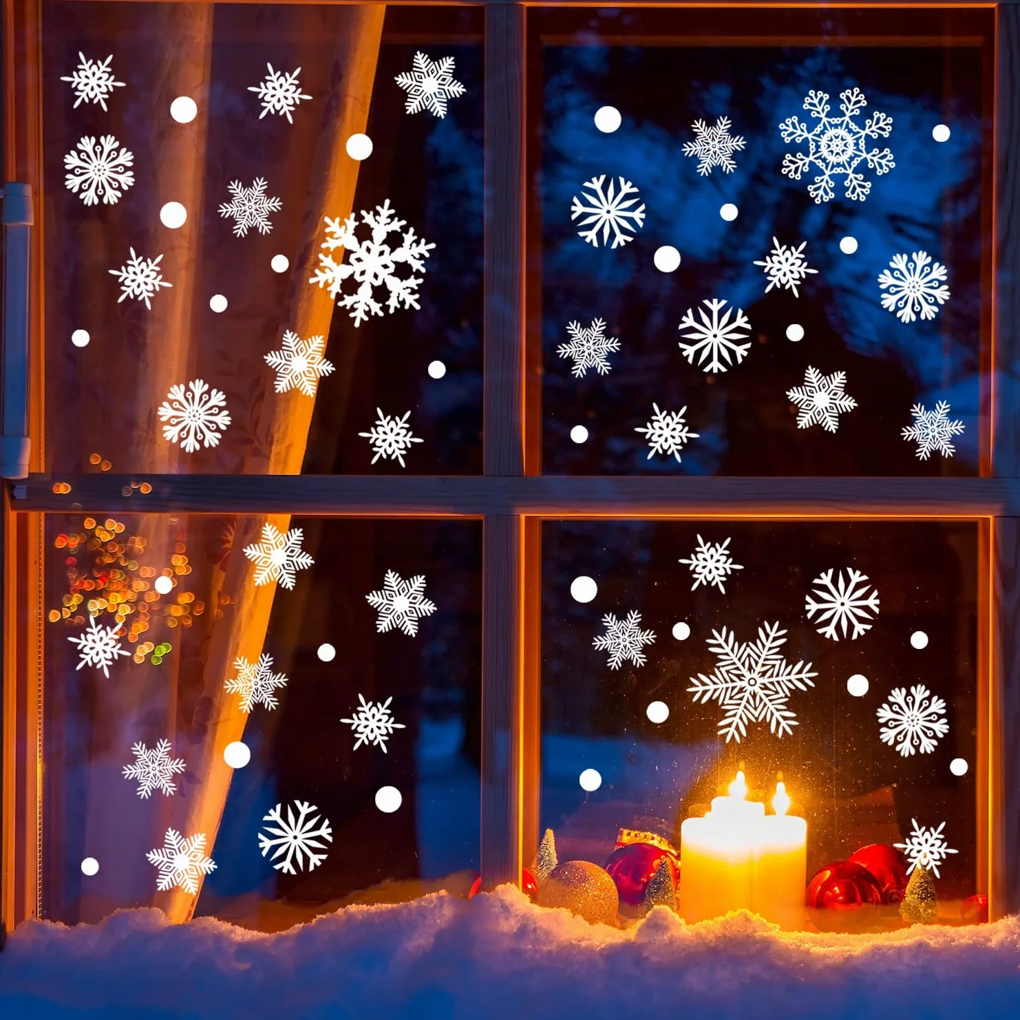 Autocollants de Noël Fenêtre Flocons de Neige Blanc 120 pièces réutilisable Décoration Statique Verre