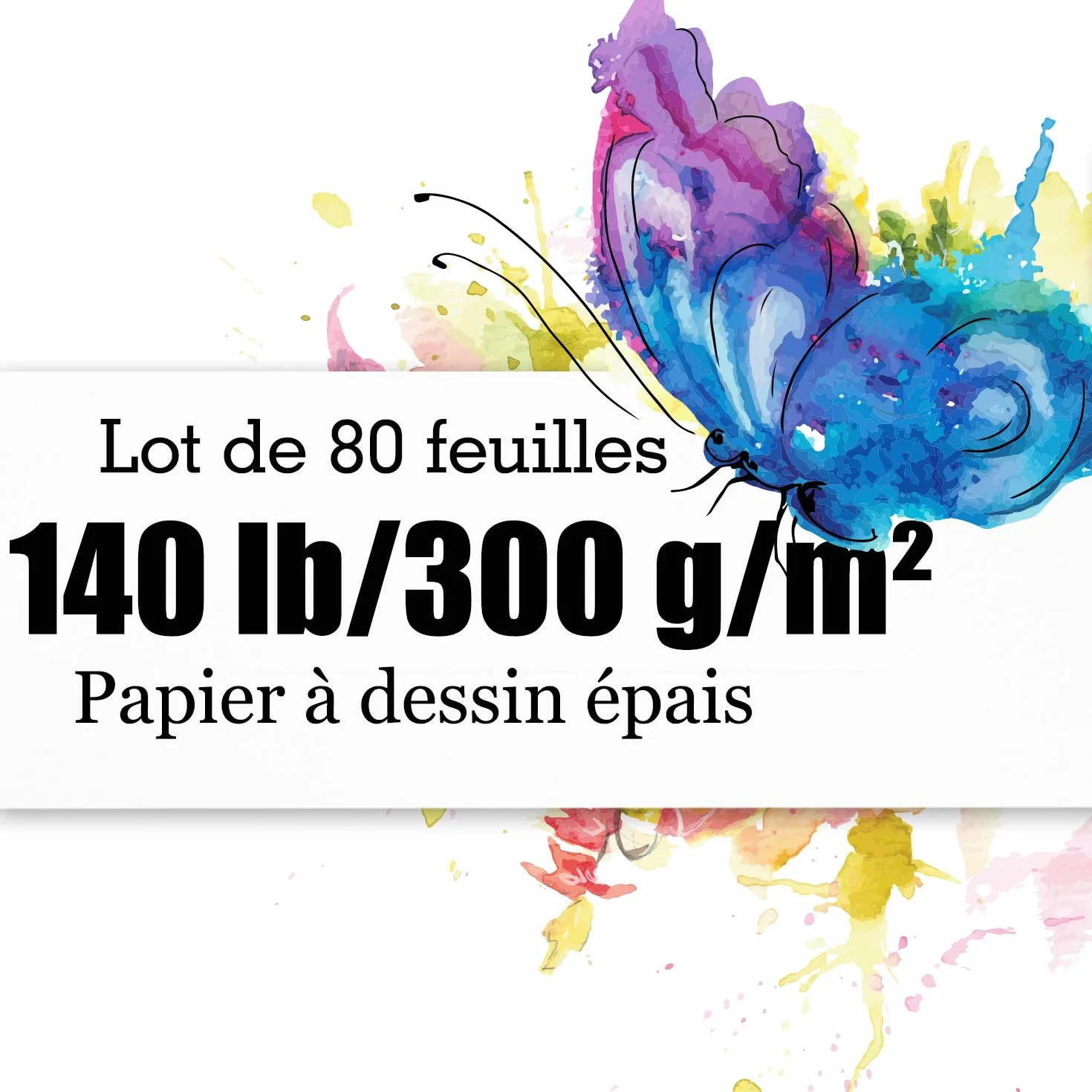 Papiers aquarelle A4 300g/m² 80 feuilles coton naturel grain moyen pour artistes
