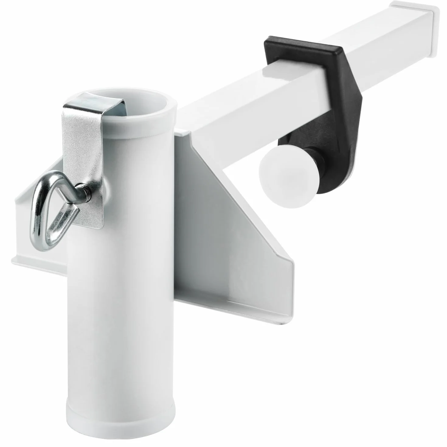 Com-Four Porte-Parasol en Métal Support de Balcon pour Parasols Extra Large Blanc