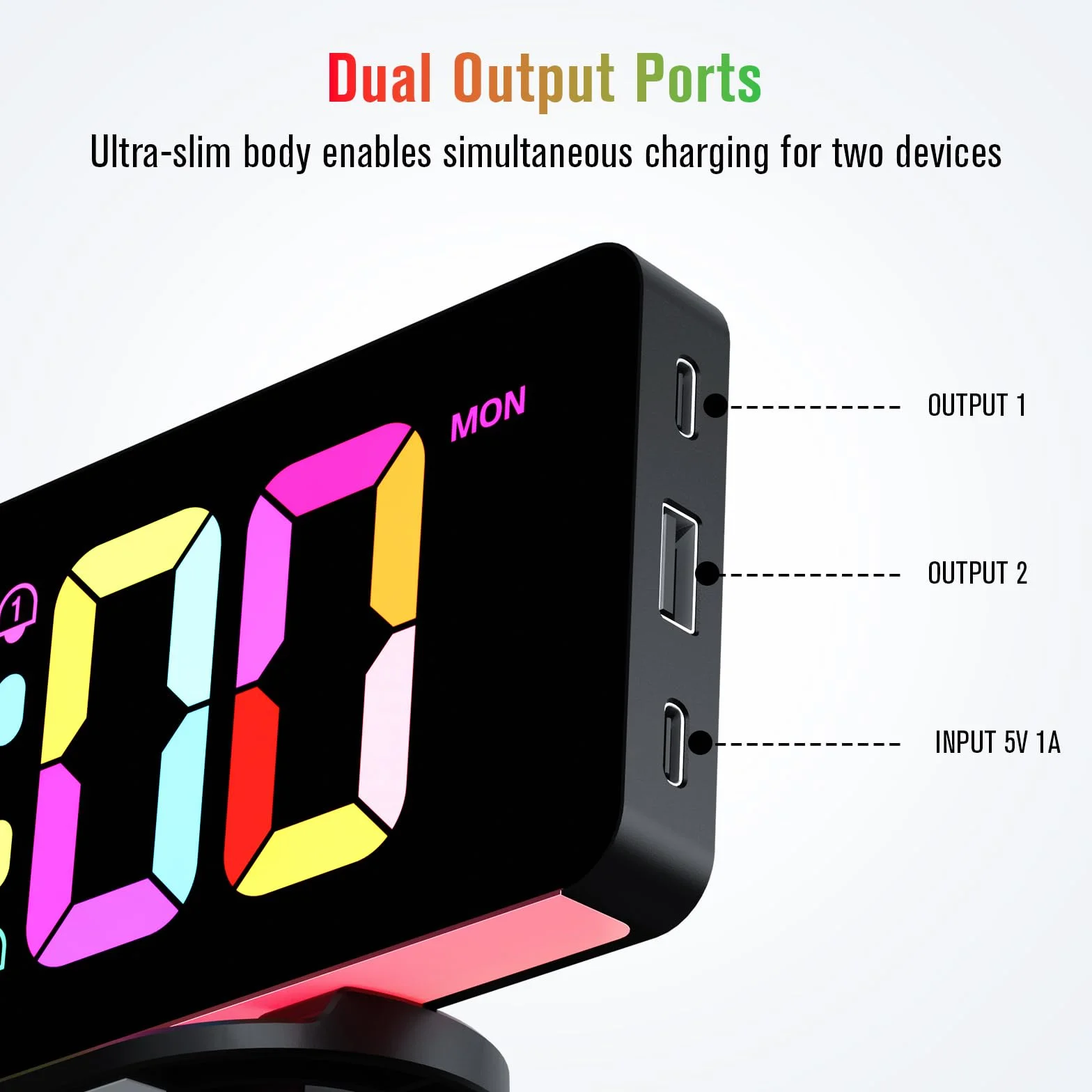 CHEREEKI Réveil Numérique 2 Alarmes Snooze 10 Modes Éclairage Nocturne RGB LED 11 Couleurs Port USB Jour Semaine