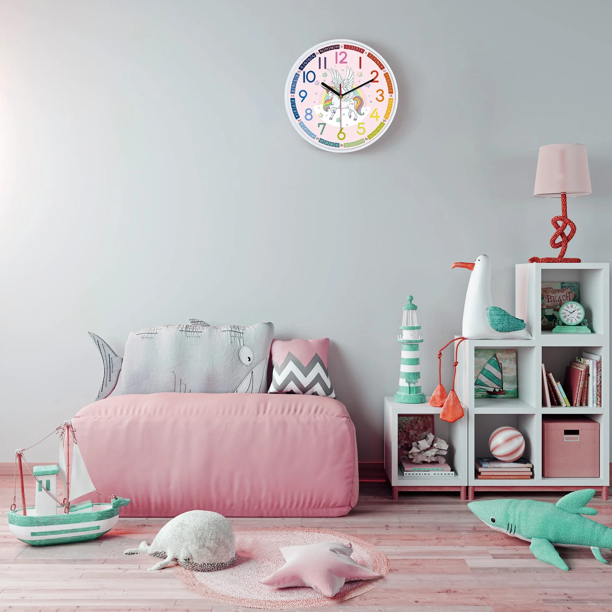 Lafocuse Horloge Murale Licorne Rose 30cm Silencieuse Facile à Lire pour Salon Chambre